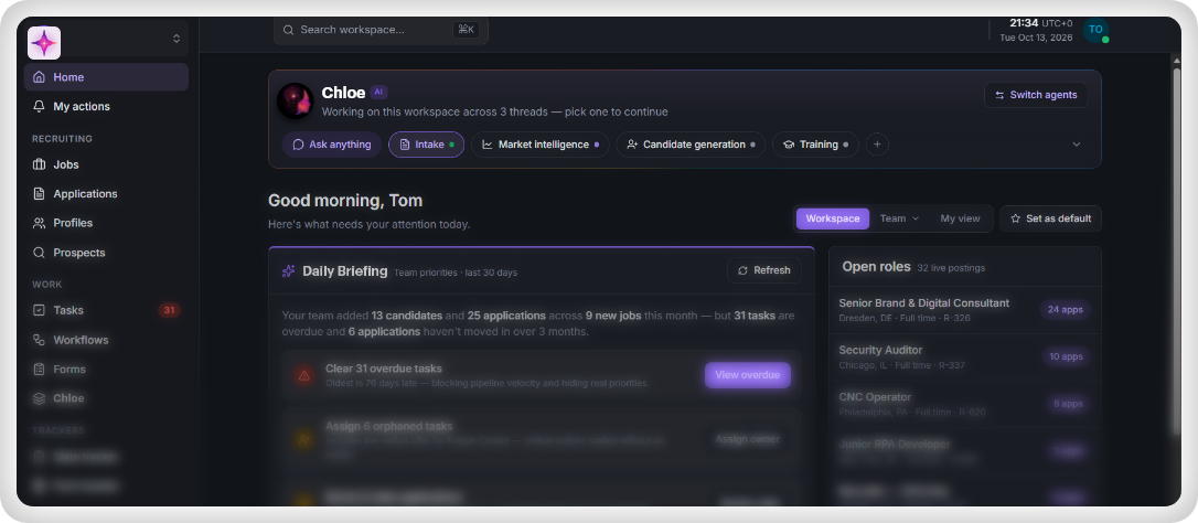 Screenshot of Cielo Lumis user experience