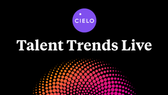 Talent Trends Live with Cielo logo at the top and sunburst gradient at the bottom 