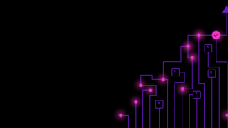 Pink dots and purple lines on a black background