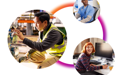 Three individuals in different sectors with Cielo glow in between