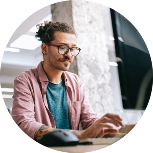 person working at laptop